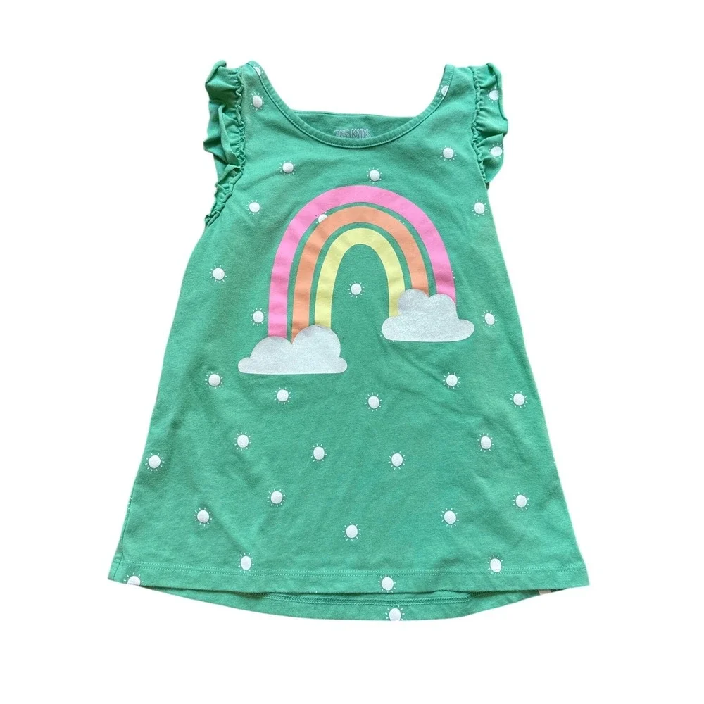 365 Kids Garanimals Rainbow Top Kids Green Excellent Ruffle Graphic‎ SIZE 8